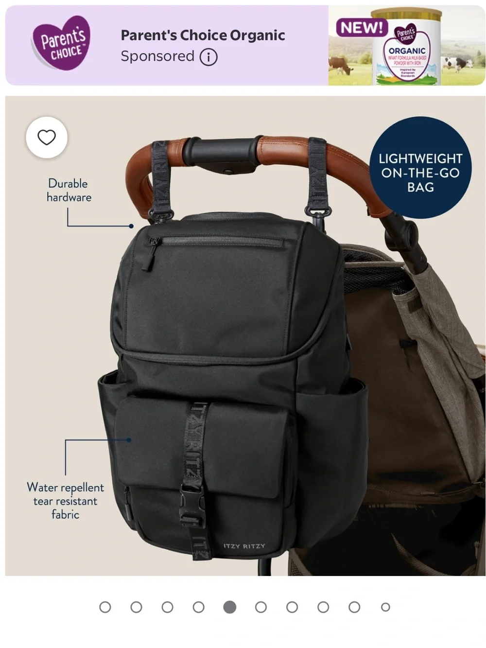 Itzy Ritzy Belong Bucket Backpack Diaper Bag in Black NWT